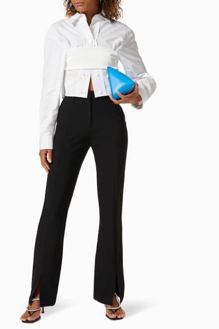 hover state of Bandeau Cropped Shirt in Cotton Poplin 