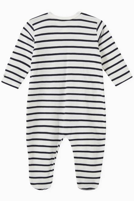 hover state of Sleepsuit in Striped Patterned Cotton 
