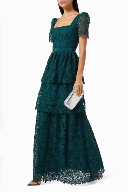 hover state of Tiered Maxi Dress in Guipure Lace 