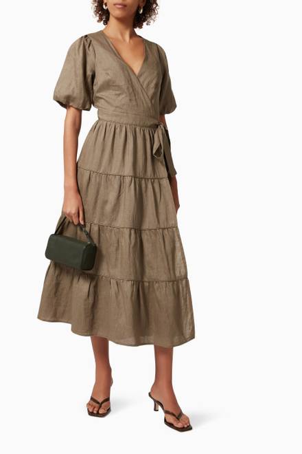 hover state of Madeline Wrap Dress in Linen  