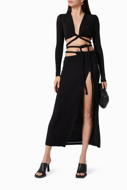 hover state of Rope Wrap Midi Skirt in Viscose  