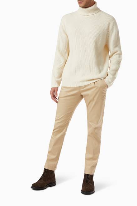 hover state of Eddie Rollneck Knit in Ribbed Merino Wool   