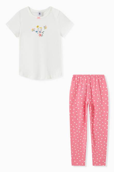 hover state of Pyjama Set in Floral Cotton Rib Knit 