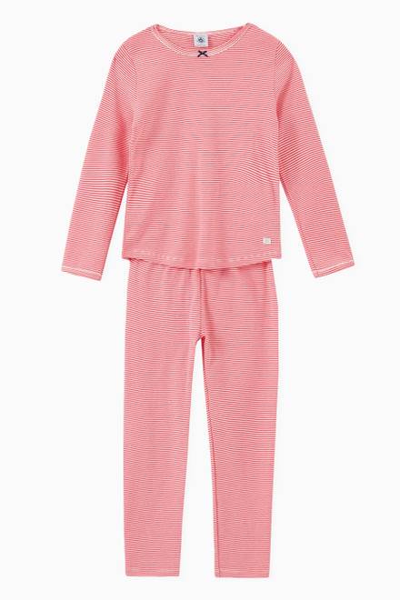hover state of Pinstriped & Paris Print Pyjama Set in Cotton 