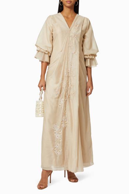 hover state of Bead Embellished Dress in Linen  