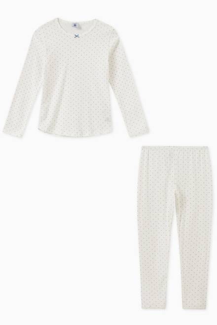 hover state of Pyjama in Openwork Spotted Organic Cotton Rib Knit 