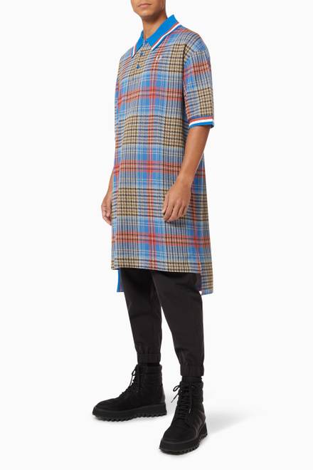 hover state of x LOVERBOY Longline Tartan Polo Shirt   
