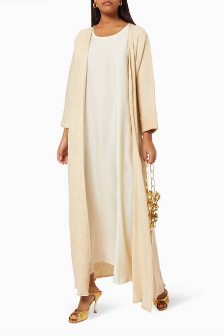 hover state of Pleated Abaya Set 