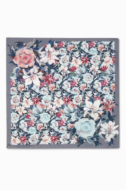 hover state of Floral Pocket Square in Silk       
