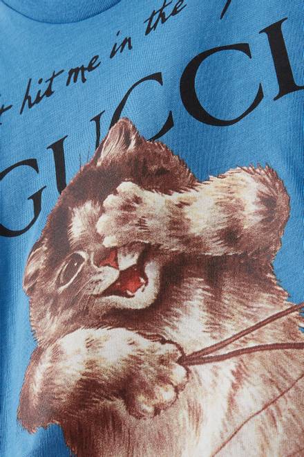 hover state of Gucci & Cat Print T-shirt in Cotton Jersey