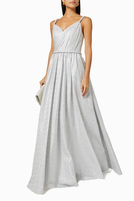 hover state of Wrap Gown in Metallic Jersey   