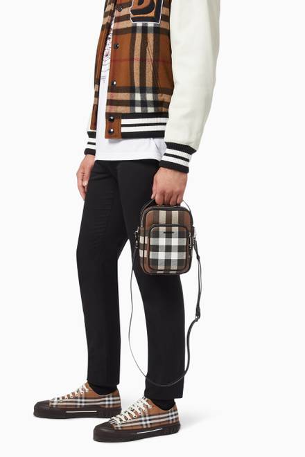 hover state of Wyatt Giant Checked Crossbody Bag in Canvas   