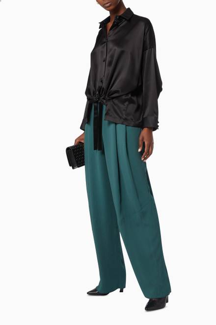 hover state of Drawstring Shirt in Silk Satin  