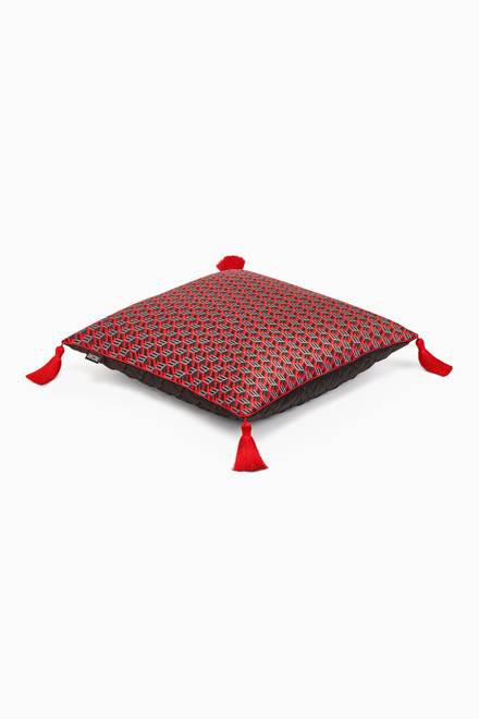 hover state of Cushion in Cubic Monogram Silk 