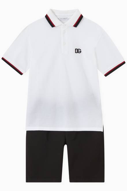 hover state of DG Interlock Logo Polo Shirt in Cotton Piqué   