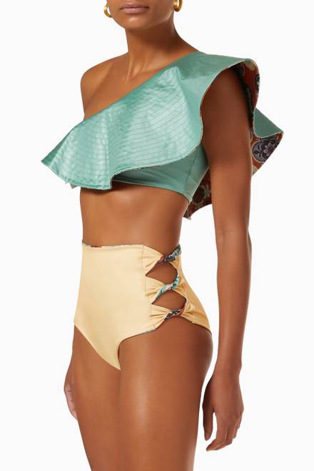 hover state of Sunset Waves Reversible Bikini Top     