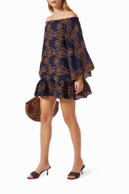 hover state of Mexico Lindo Mini Dress in Embroidered Cotton  