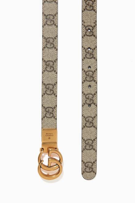 hover state of GG Marmont Reversible Belt in GG Supreme Canvas & Leather