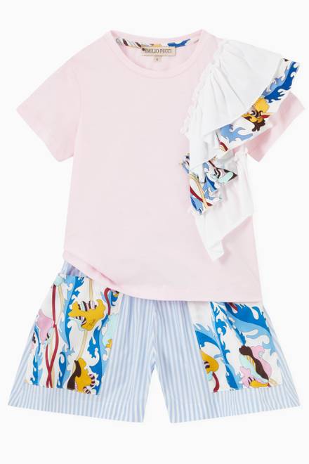 hover state of Ranuncoli Pocket Striped Shorts in Cotton