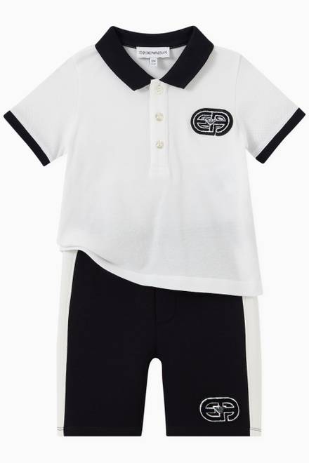 hover state of Contrast Trim Logo Patch Polo Shirt in Cotton Piquet