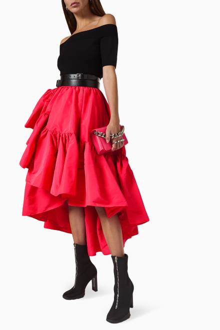 hover state of Gathered Ruffle Midi Skirt in Polyfaille 