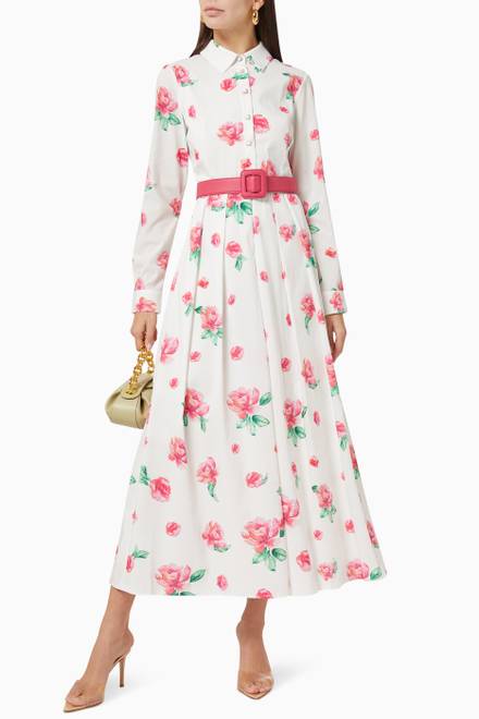 hover state of Floral Maxi Shirt Dress in Cotton  