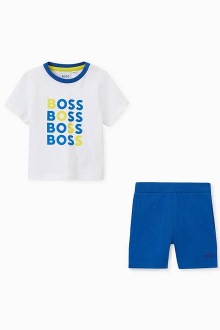 hover state of Logo Print T-shirt and Shorts Set in Cotton