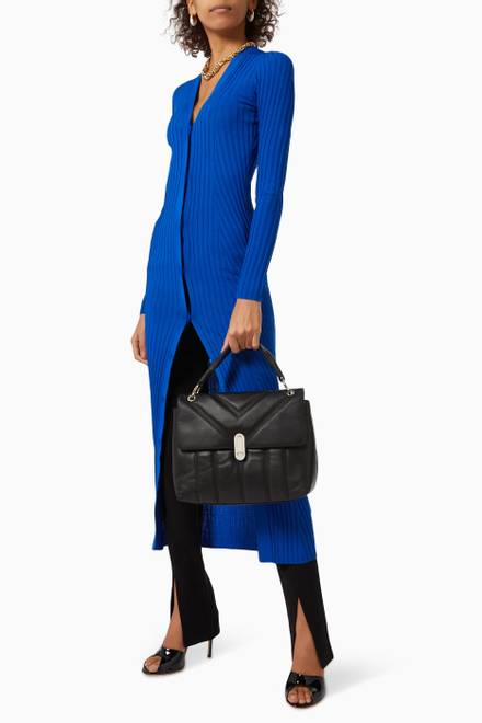 hover state of Ayaah Puffer Quilted Shoulder Bag in Leather    