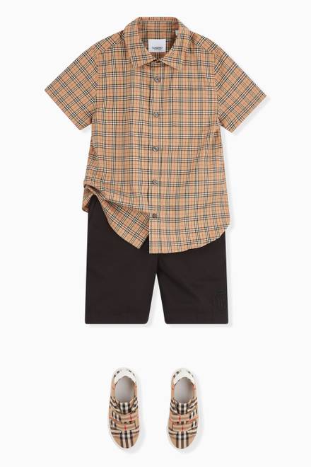 hover state of Micro Check Shirt in Stretch Cotton   