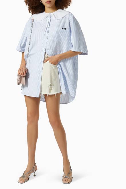 hover state of Oversized Striped Shirt Dress in Cotton 
