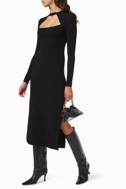 hover state of Cutout Sweater Dress in Rib-knit 