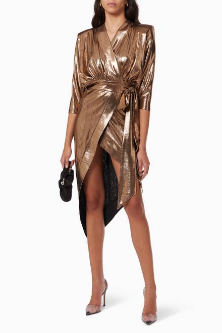 hover state of Picture This Dress in Metallic Crepe   