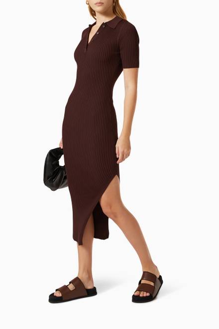 hover state of The Run Free Polo Dress in Rib-knit         