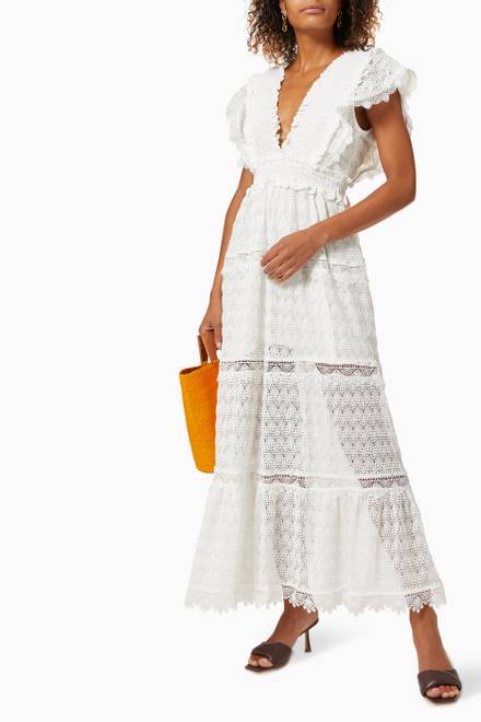 hover state of Florence Maxi Dress in Crocheted-knit    