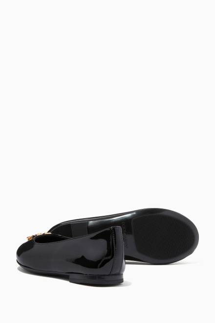 hover state of Crystal DG Logo Ballet Flats in Patent Leather 