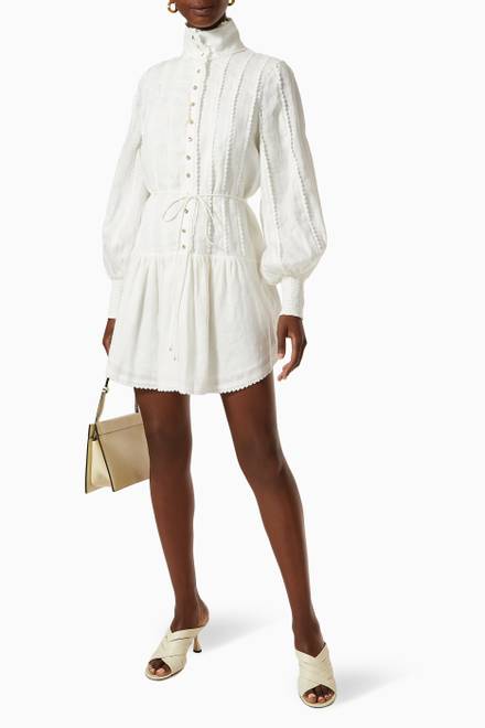 hover state of Current Long Sleeve Mini Dress in Linen  