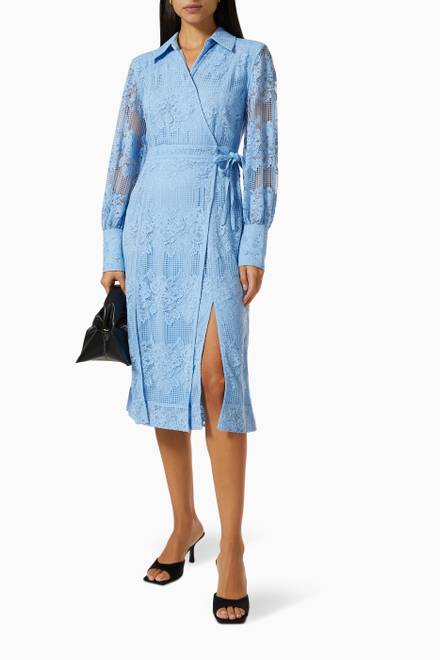 hover state of Lace Midi Wrap Dress in Recycled Nylon  