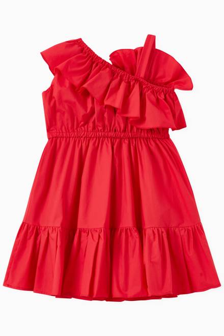 hover state of One Shoulder Ruffled Dress in Poplin