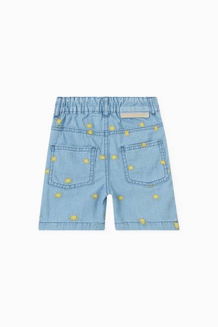 hover state of Embroidered Sun Shorts in Cotton 
