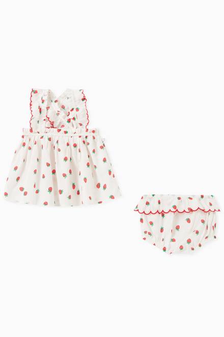 hover state of Strawberry Print Dress Set in Cotton Jacquard