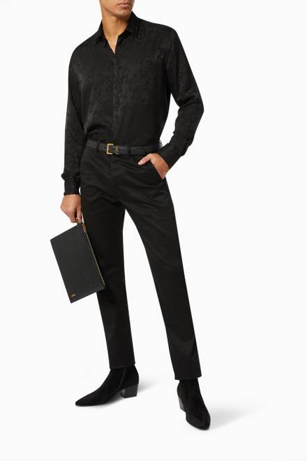 hover state of Yves Collar Classic Shirt in Matte & Shiny Silk  