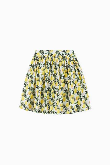 hover state of Sarah Lemon Print Skirt in Cotton   