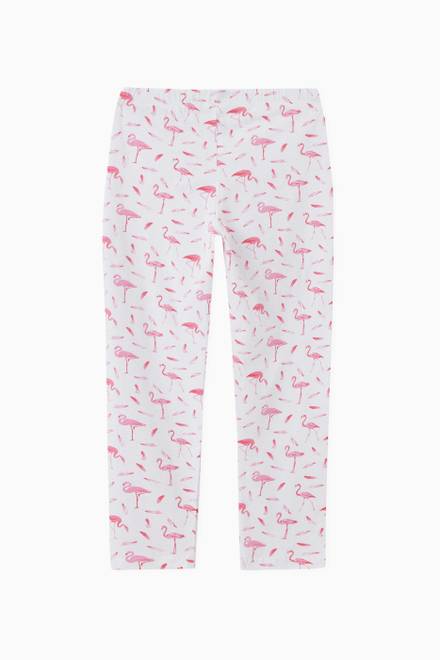 hover state of Lubna Flamingo Print Leggings in Cotton Jersey  