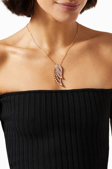 hover state of Wings Embrace Double Pendant Necklace in 18kt Rose Gold          