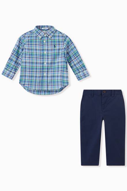 hover state of Checkered Shirt & Trousers Set in Cotton  