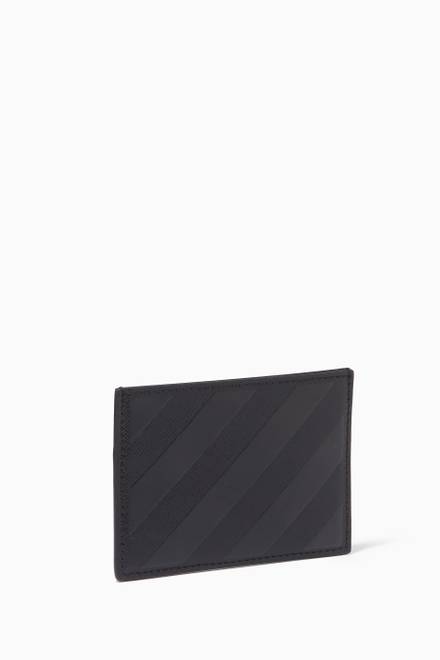 hover state of Diagonal Stripe Card Holder in Leather          