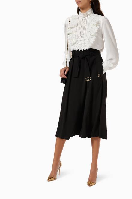 hover state of Pleated Midi Skirt in Wool-viscose Blend 