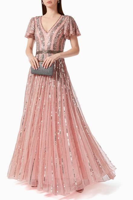 hover state of Stripes Sequin Gown in Tulle   