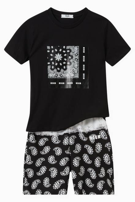 hover state of Bicolor Bandana Print Shorts in Cotton
