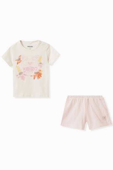 hover state of Floral Print T-shirt & Shorts in Organic Cotton